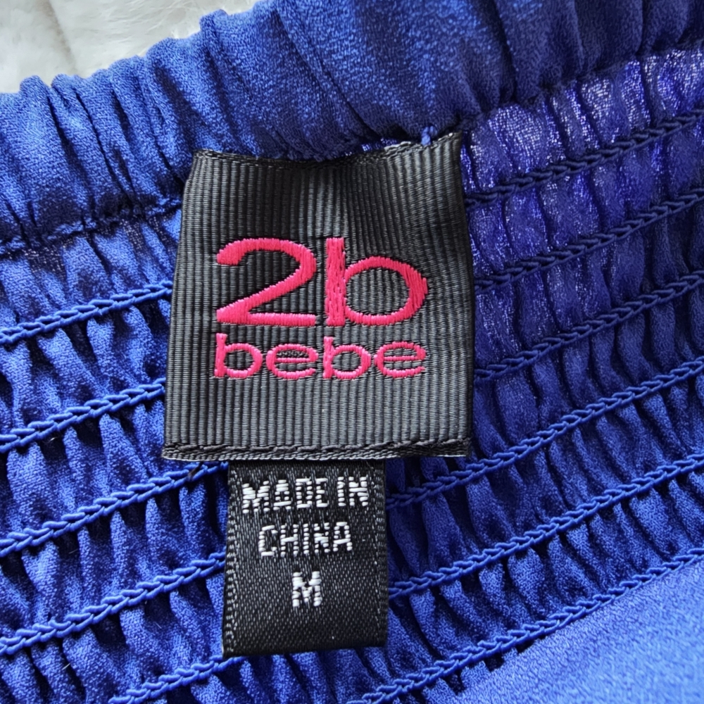 Bebe Strapless Royal Blue Corset Fitted Button-Front Top - Picture 8 of 10